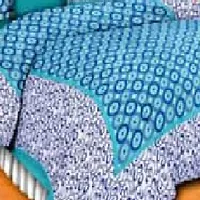 Classy Cotton Printed Blue Double Bedsheets With 2 Pillow Covers-thumb1