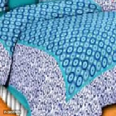 Classy Cotton Printed Blue Double Bedsheets With 2 Pillow Covers-thumb2