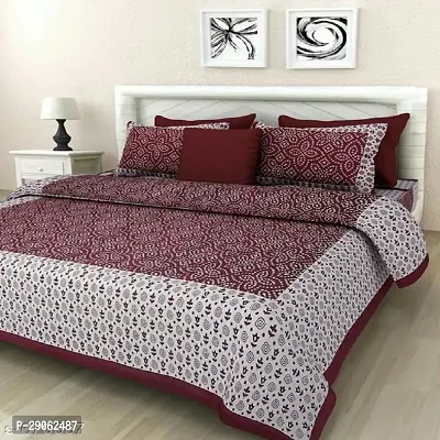 Trendy Cotton Printed Double Bedsheets With Two Pillow Covers-thumb0