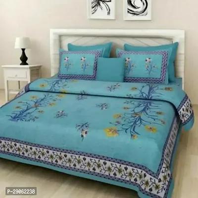 Trendy Cotton Printed Double Bedsheets With Two Pillow Covers-thumb0