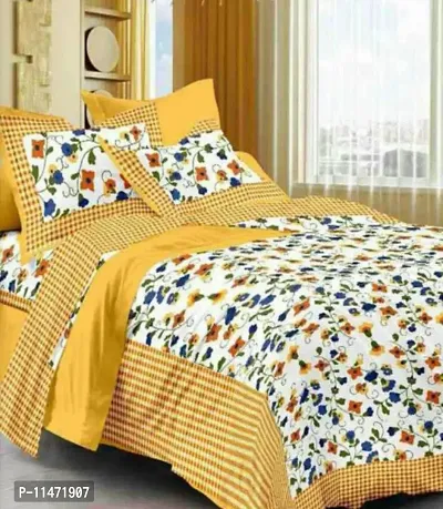 Comfortable Cotton Printed Double Bedsheet with 2 Pillow Covers-thumb0