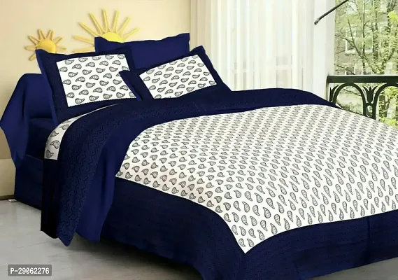 Trendy Cotton Printed Double Bedsheets With Two Pillow Covers-thumb0