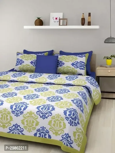 Trendy Cotton Printed Double Bedsheets With Two Pillow Covers-thumb0