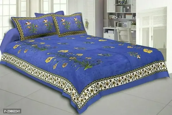 Trendy Cotton Printed Double Bedsheets With Two Pillow Covers-thumb0