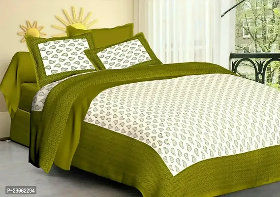 Trendy Cotton Printed Double Bedsheets With Two Pillow Covers-thumb0