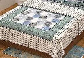 Comfortable Cotton Jaipuri Printed Flat Double Bedsheet with 2 Pillow Covers-thumb1