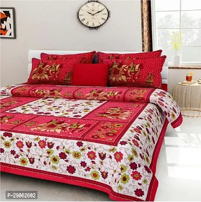 Trendy Cotton Printed Double Bedsheets With Two Pillow Covers-thumb0