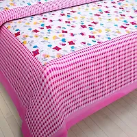 Classy Cotton Printed Pink Double Bedsheets With 2 Pillow Covers-thumb1