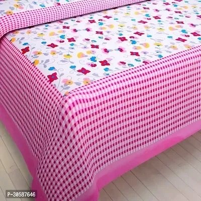 Classy Cotton Printed Pink Double Bedsheets With 2 Pillow Covers-thumb2