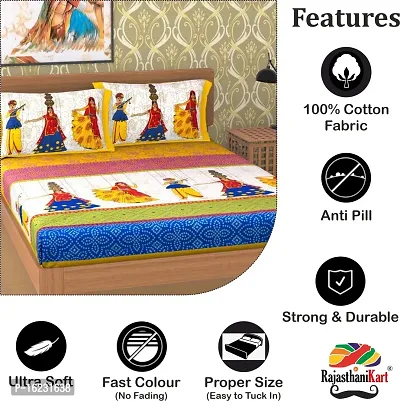 Comfortable Cotton Printed Flat Double Bedsheet with 2 Pillow Covers-thumb2