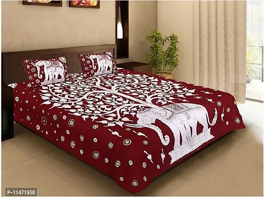 Comfortable Cotton Printed Double Bedsheet with 2 Pillow Covers