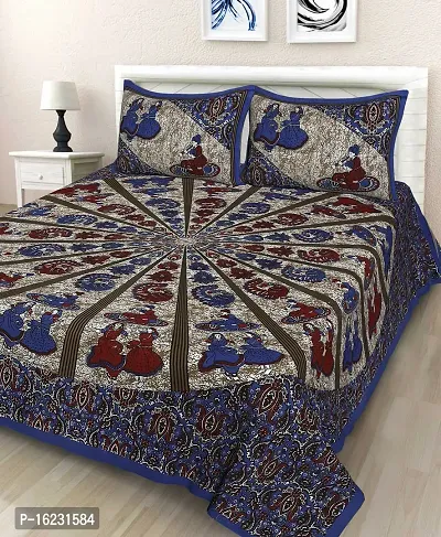 Comfortable Cotton Printed Flat Double Bedsheet with 2 Pillow Covers