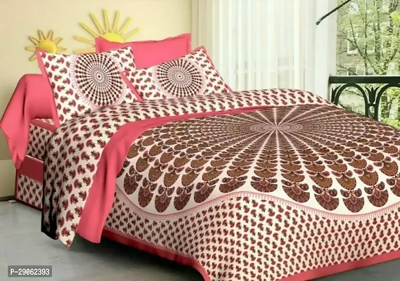 Trendy Cotton Printed Double Bedsheets With Two Pillow Covers-thumb0