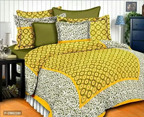 Trendy Cotton Printed Double Bedsheets With Two Pillow Covers-thumb0