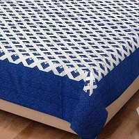 Comfortable Cotton Jaipuri Printed Flat Double Bedsheet with 2 Pillow Covers-thumb2