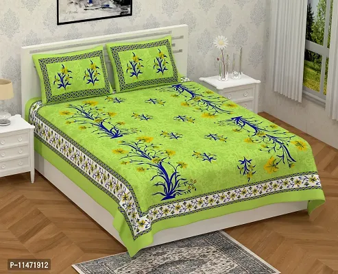 Comfortable Cotton Printed Double Bedsheet with 2 Pillow Covers