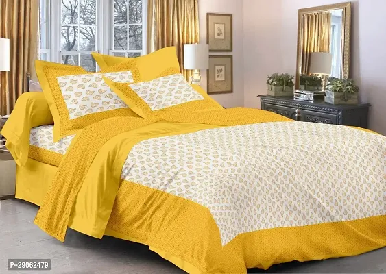 Trendy Cotton Printed Double Bedsheets With Two Pillow Covers-thumb0