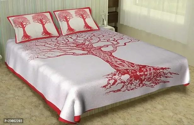 Trendy Cotton Printed Double Bedsheets With Two Pillow Covers-thumb0