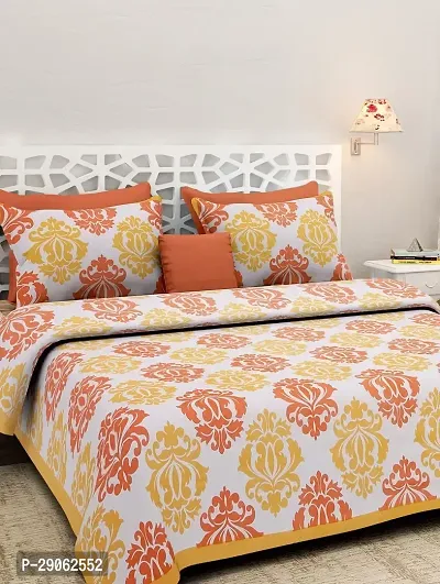 Trendy Cotton Printed Double Bedsheets With Two Pillow Covers-thumb0