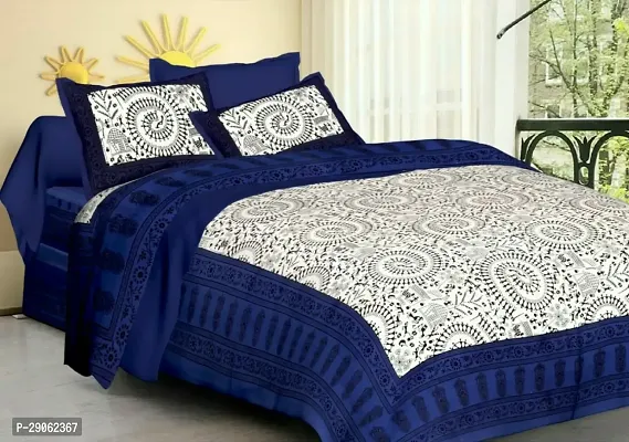 Trendy Cotton Printed Double Bedsheets With Two Pillow Covers-thumb0