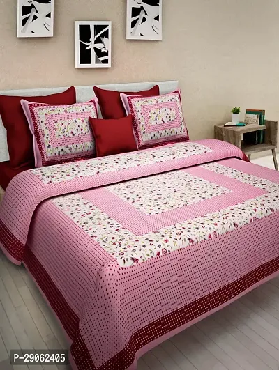 Trendy Cotton Printed Double Bedsheets With Two Pillow Covers-thumb0