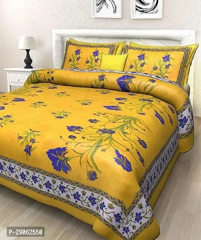 Trendy Cotton Printed Double Bedsheets With Two Pillow Covers-thumb0