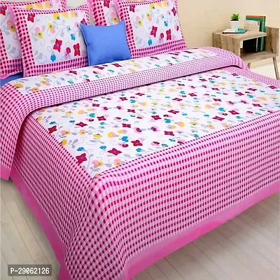 Trendy Cotton Printed Double Bedsheets With Two Pillow Covers-thumb0