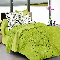 Comfortable Cotton Floral Flat Double Bedsheet with 2 Pillow Covers-thumb1