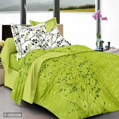 Comfortable Cotton Floral Flat Double Bedsheet with 2 Pillow Covers-thumb2