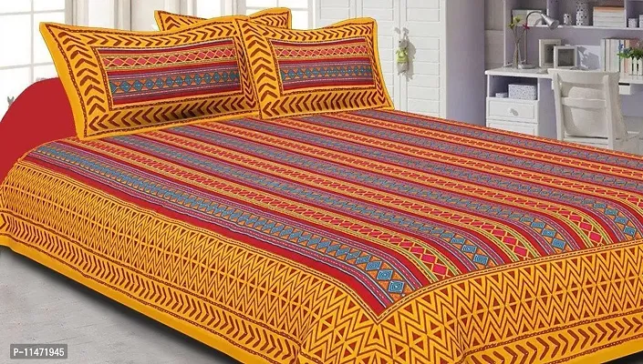 Comfortable Cotton Printed Double Bedsheet with 2 Pillow Covers-thumb2