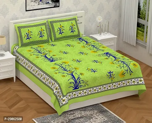 Trendy Cotton Printed Double Bedsheets With Two Pillow Covers-thumb0