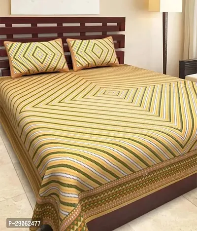 Trendy Cotton Printed Double Bedsheets With Two Pillow Covers