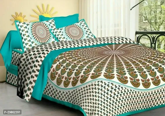 Trendy Cotton Printed Double Bedsheets With Two Pillow Covers-thumb0