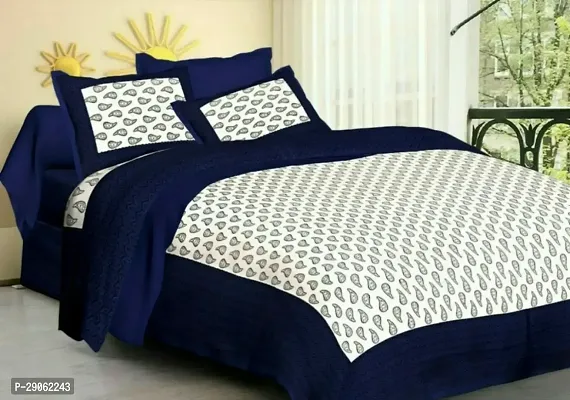 Trendy Cotton Printed Double Bedsheets With Two Pillow Covers-thumb0