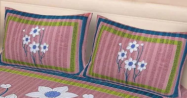 Shree SD Creation Printed Cotton Flower Double Peach Set of 3 Pieces (1 Double Bed Sheet + 2 Pillow Cover)-thumb2