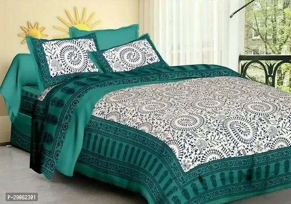 Trendy Cotton Printed Double Bedsheets With Two Pillow Covers-thumb0