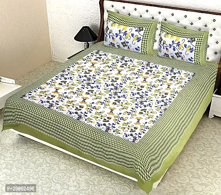 Trendy Cotton Printed Double Bedsheets With Two Pillow Covers-thumb0