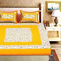 Comfortable Cotton Jaipuri Printed Flat Double Bedsheet with 2 Pillow Covers-thumb3