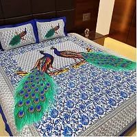 Comfortable Cotton Jaipuri Printed Flat Double Bedsheet with 2 Pillow Covers-thumb2