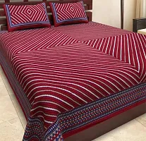 Classy Cotton Printed Maroon Double Bedsheets With 2 Pillow Covers-thumb1