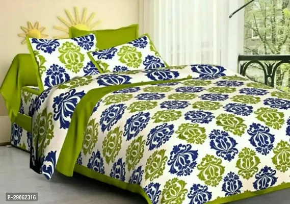 Trendy Cotton Printed Double Bedsheets With Two Pillow Covers-thumb0