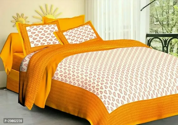 Trendy Cotton Printed Double Bedsheets With Two Pillow Covers-thumb0