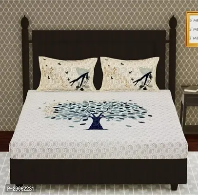 Trendy Cotton Printed Double Bedsheets With Two Pillow Covers