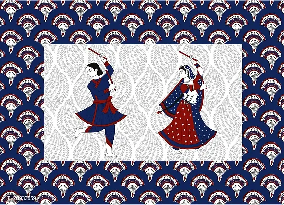 Shree SD Creation Jaipuri Prints Cotton ssd Saltos dandiya Queen Blue Set of 3 Pieces (1 Double Bed Sheet + 2 Pillow Cover)-thumb2