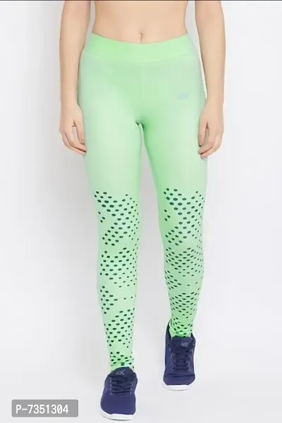 Snug Fit High-Rise Active Ankle-Length Printed Tights In Mint Green