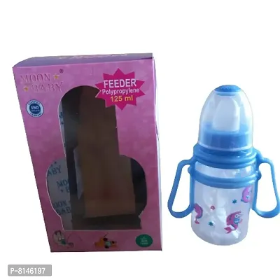 Mo Sipper Cum Polypropylene BPA free ISO certified Bottle/Feeder with Handle for Infants/Babies/Kids 125ml