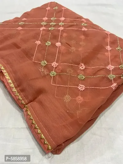 Chiffon Embroidered Saree with Blouse Piece-thumb0