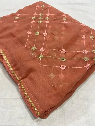 Chiffon Embroidered Sarees with Blouse Piece