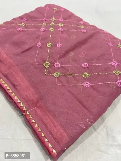Chiffon Embroidered Saree with Blouse Piece