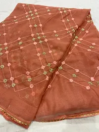 Chiffon Embroidered Saree with Blouse Piece-thumb1